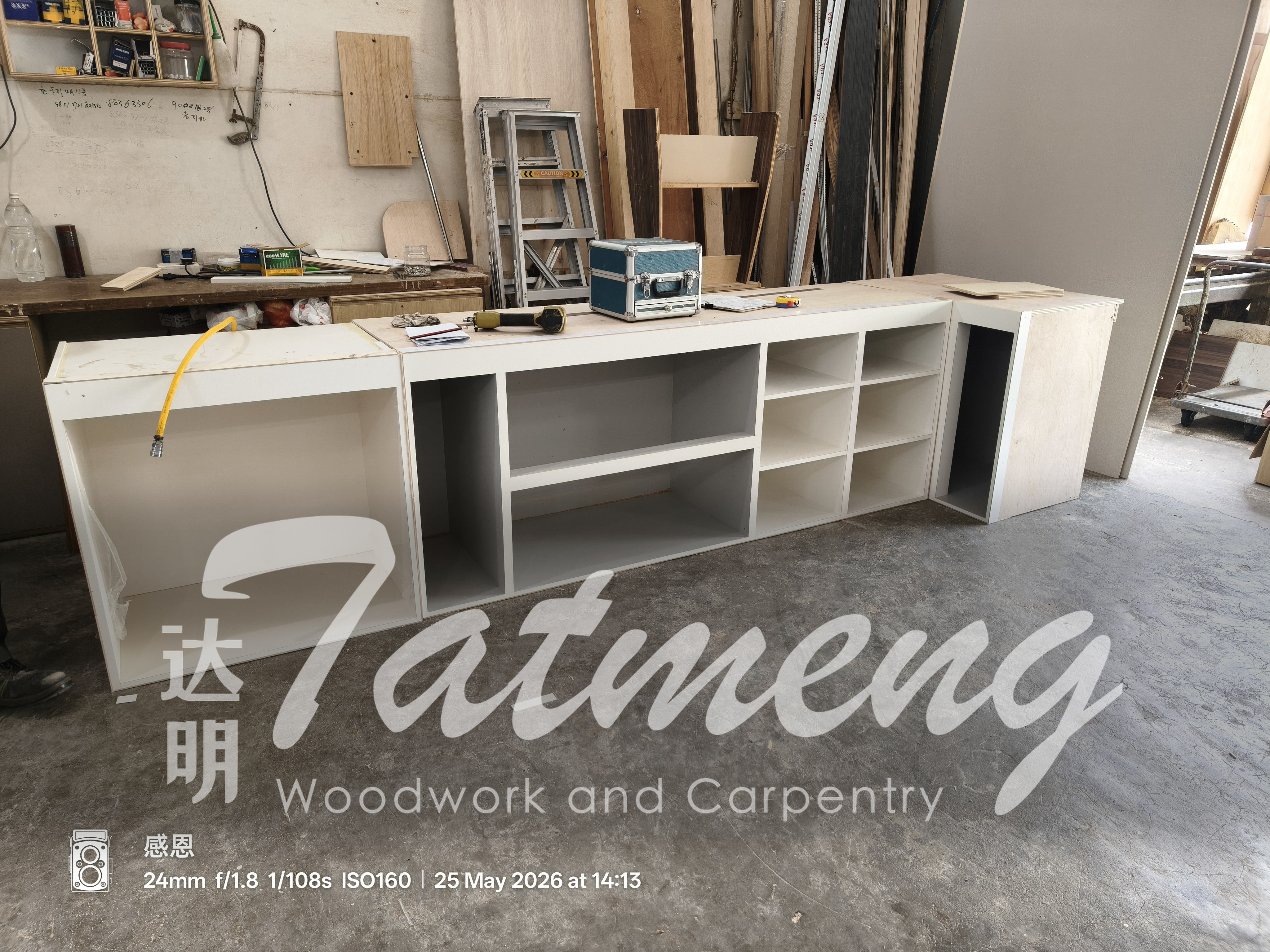Bespoke carpentry fabrication in progress at Tat Meng workshop